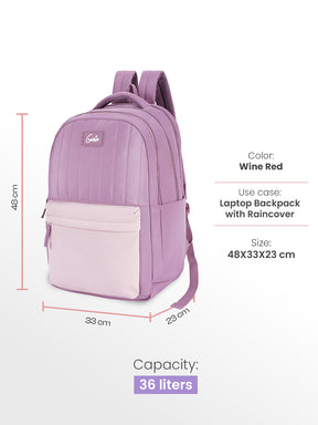 Quillet 36L Laptop Backpack With Raincover - Wine Red