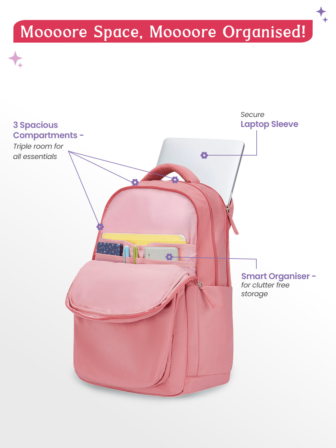 Buy Genie Rue 36L Dusky Peach School Backpack Online