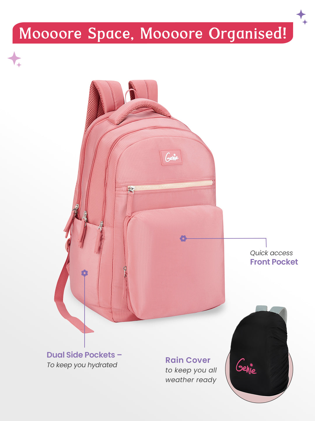 Buy Genie Rue 36L Dusky Peach School Backpack Online
