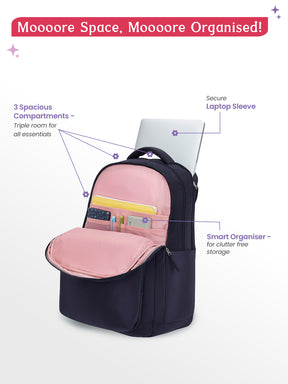 Rue 36L Laptop Backpack With Raincover - Navy Blue