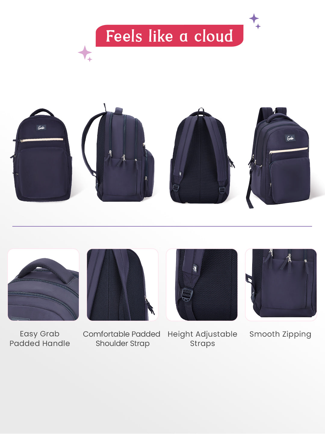 Rue 36L Laptop Backpack With Raincover - Navy Blue