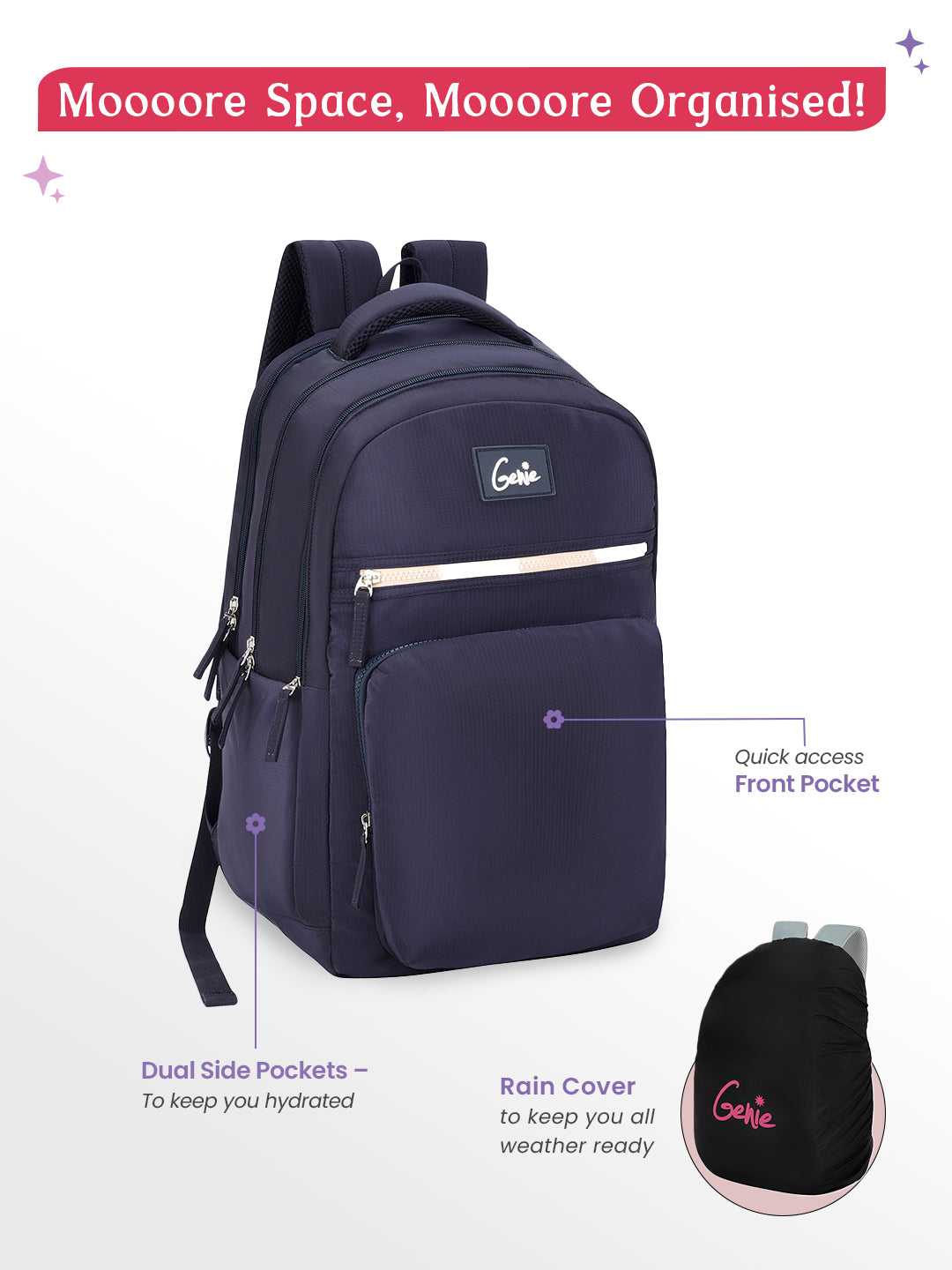 Rue 36L Laptop Backpack With Raincover - Navy Blue
