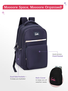Rue 36L Laptop Backpack With Raincover - Navy Blue