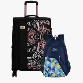 Genie Soft Trolley Bag and School Backpack Combo