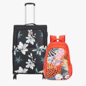 Genie Soft Trolley Bag and Laptop Backpack Combo
