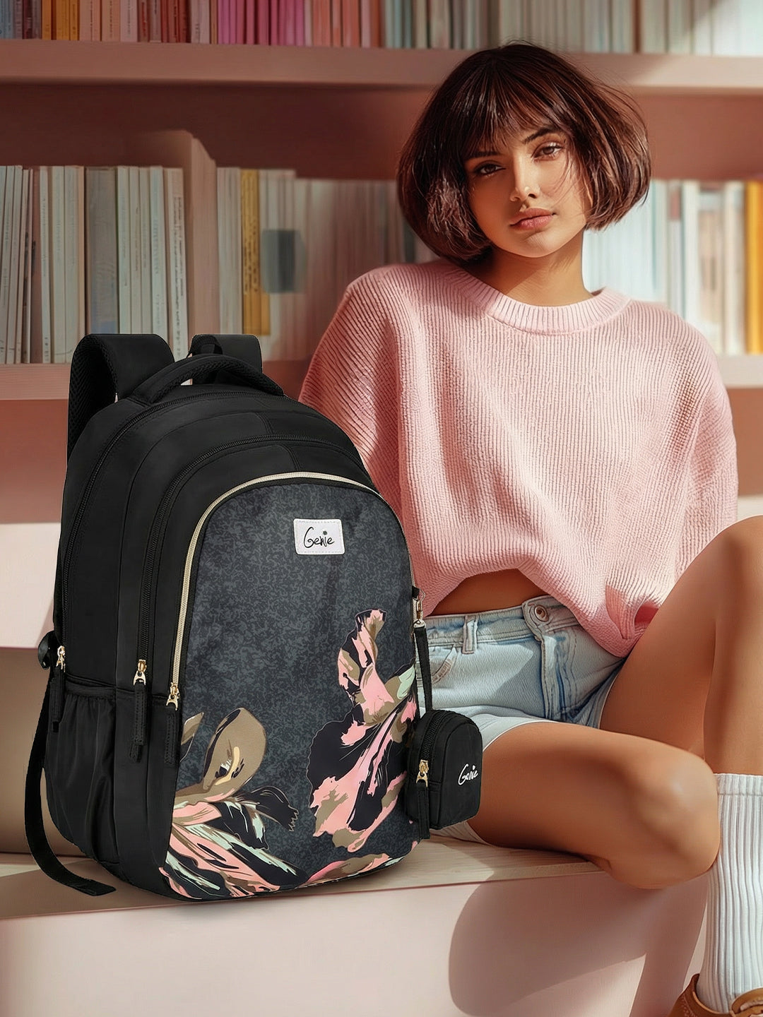 Sea Bloom 36L School Backpack - Black