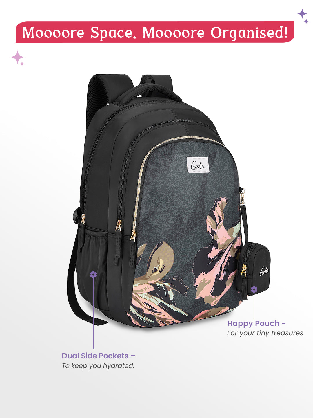 Sea Bloom 36L School Backpack - Black