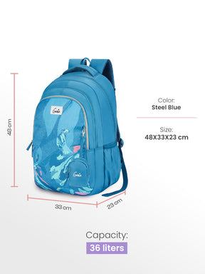 Sea Bloom 36L School Backpack - Steel Blue