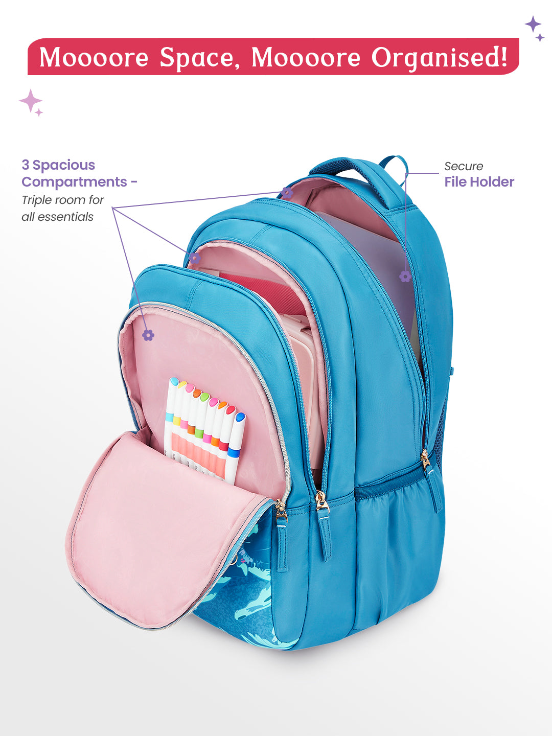 Sea Bloom 36L School Backpack - Steel Blue