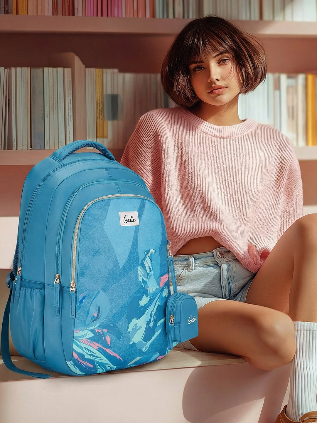 Sea Bloom 36L School Backpack - Steel Blue