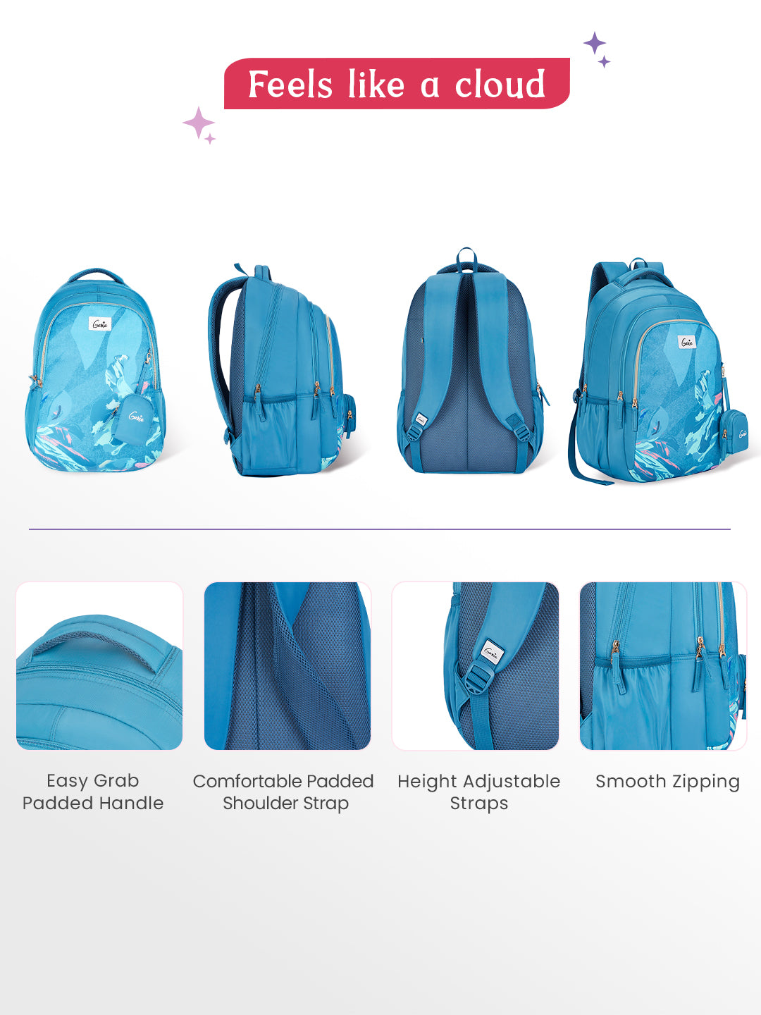 Sea Bloom 36L School Backpack - Steel Blue