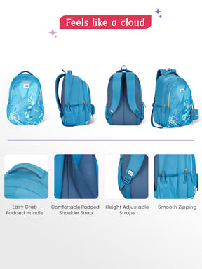 Sea Bloom 36L School Backpack - Steel Blue