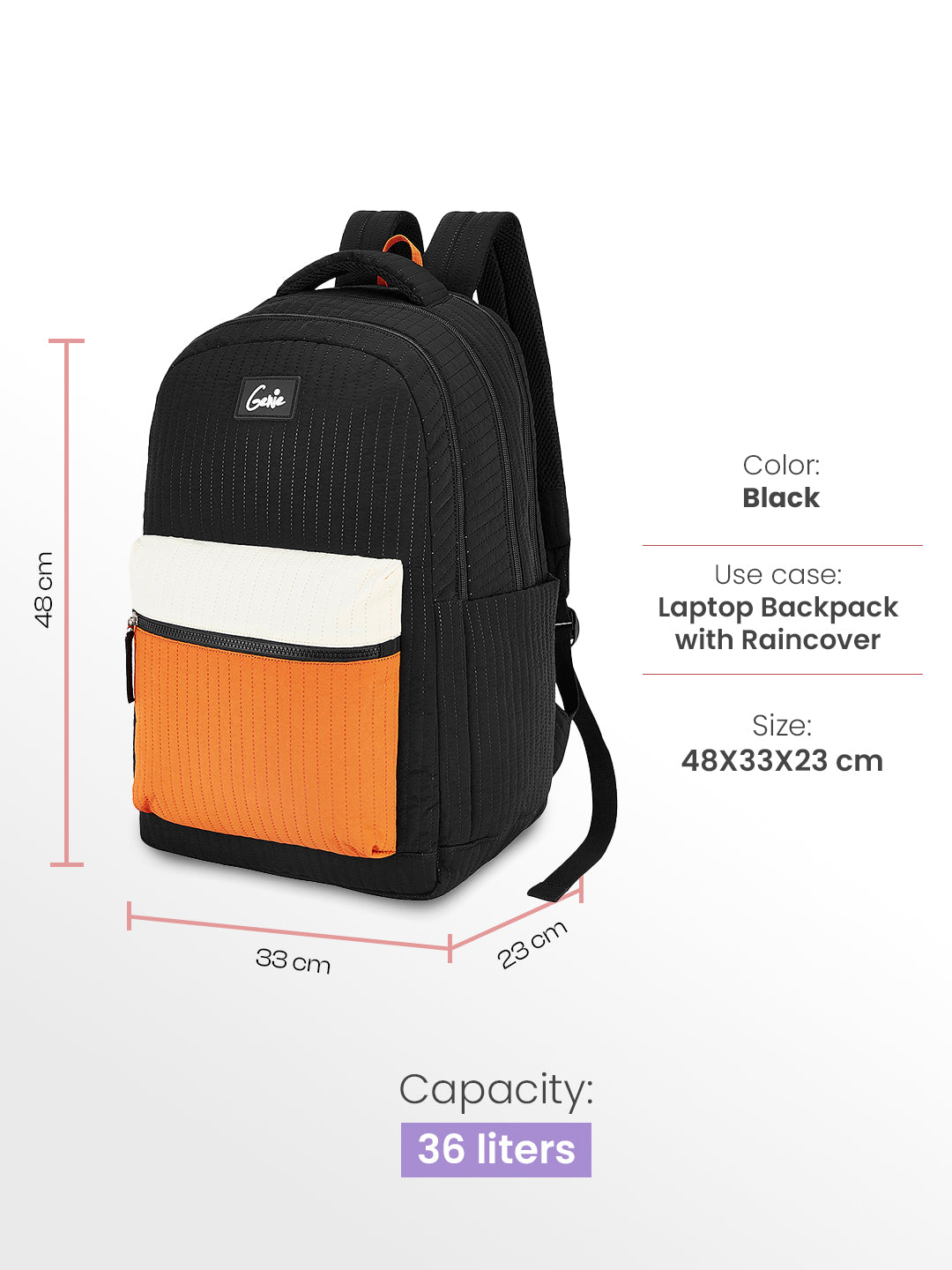 Buy Genie Snuggle 36L Black School Backpack Online
