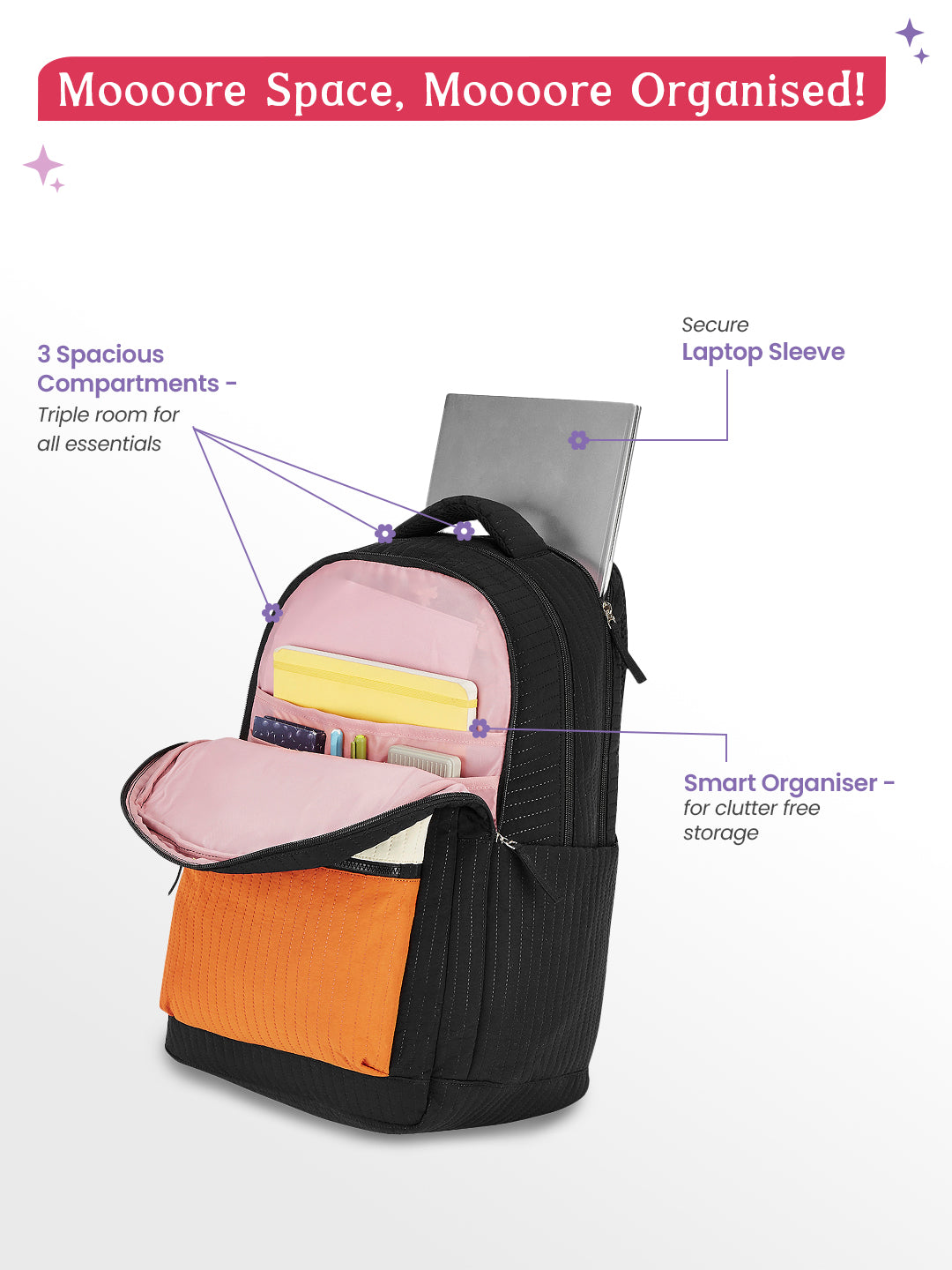 Snuggle 36L Laptop Backpack With Raincover - Black