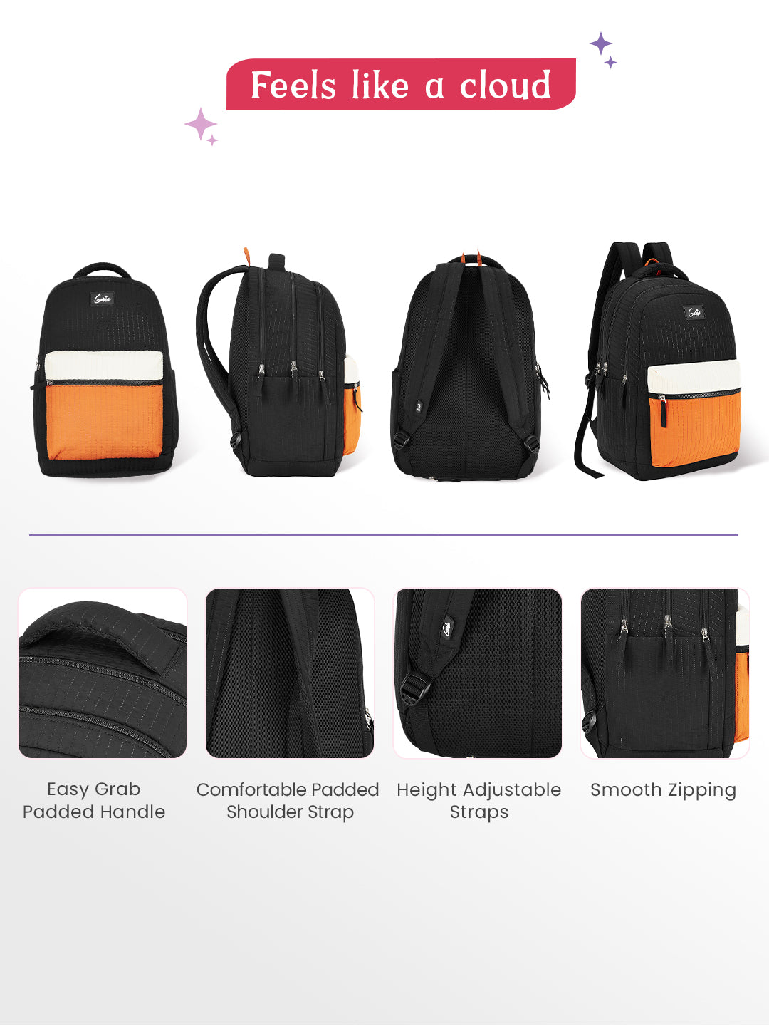 Snuggle 36L Laptop Backpack With Raincover - Black