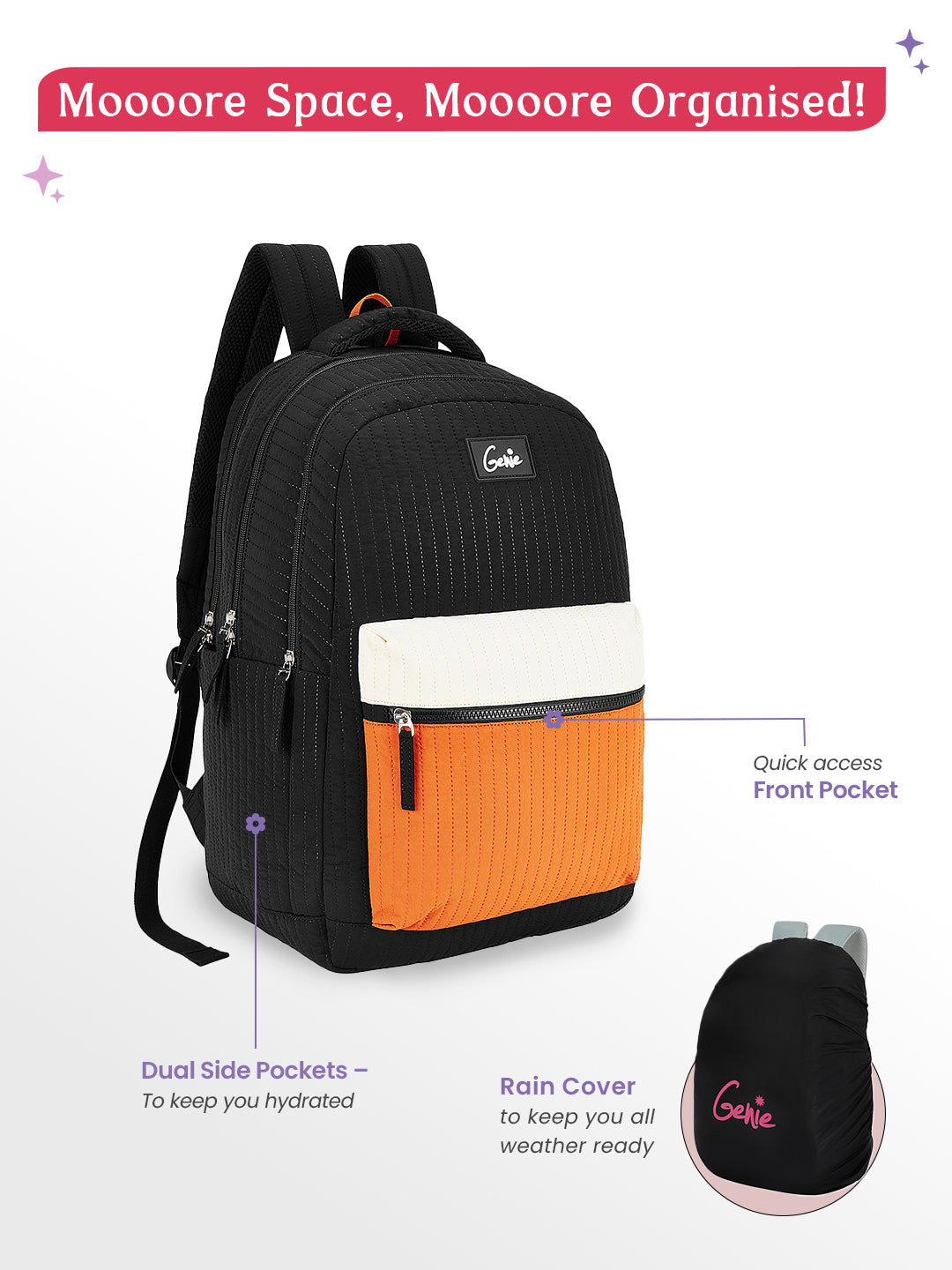 Buy Genie Snuggle 36L Black School Backpack Online