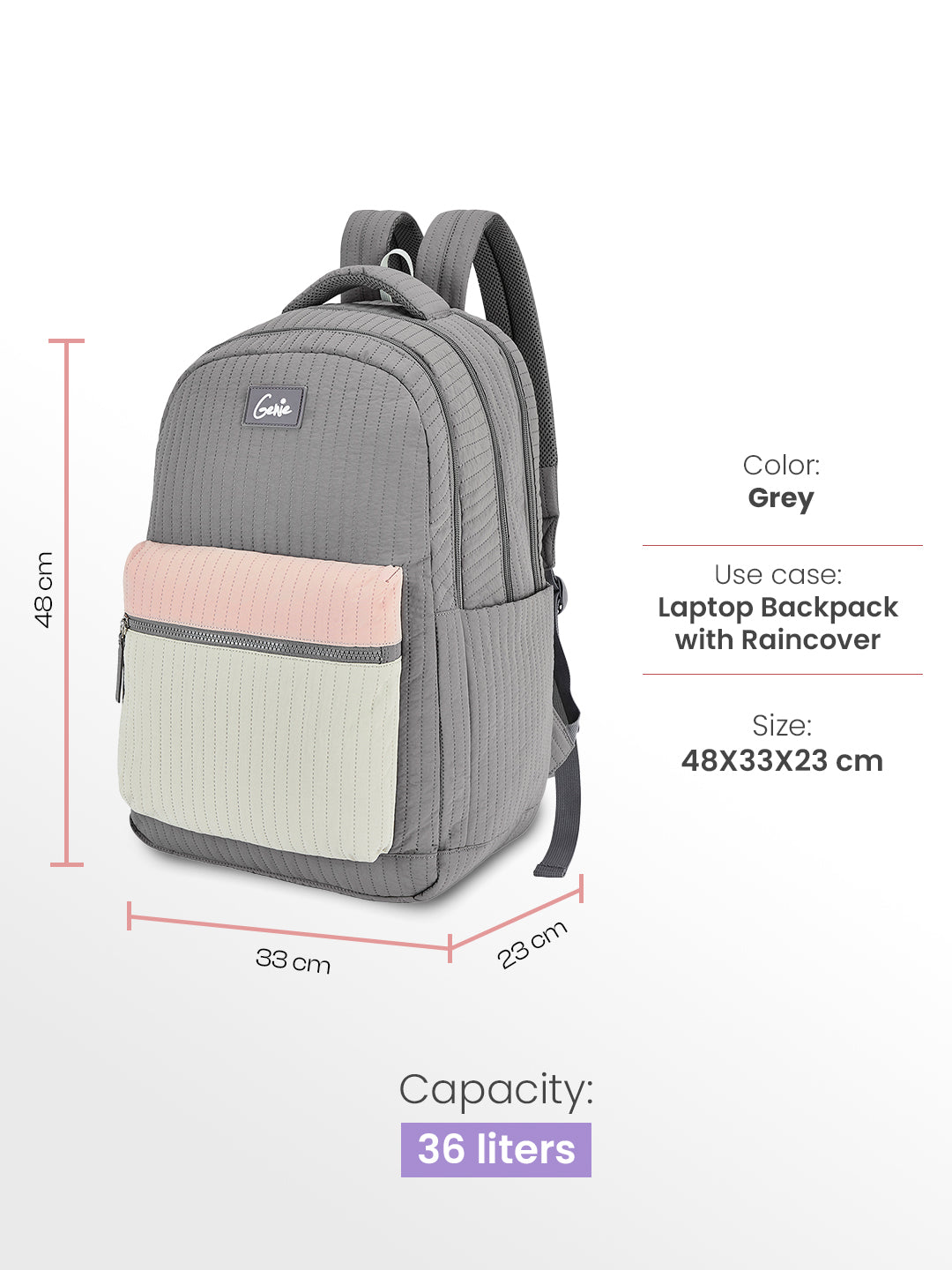 Snuggle 36L Laptop Backpack With Raincover - Grey
