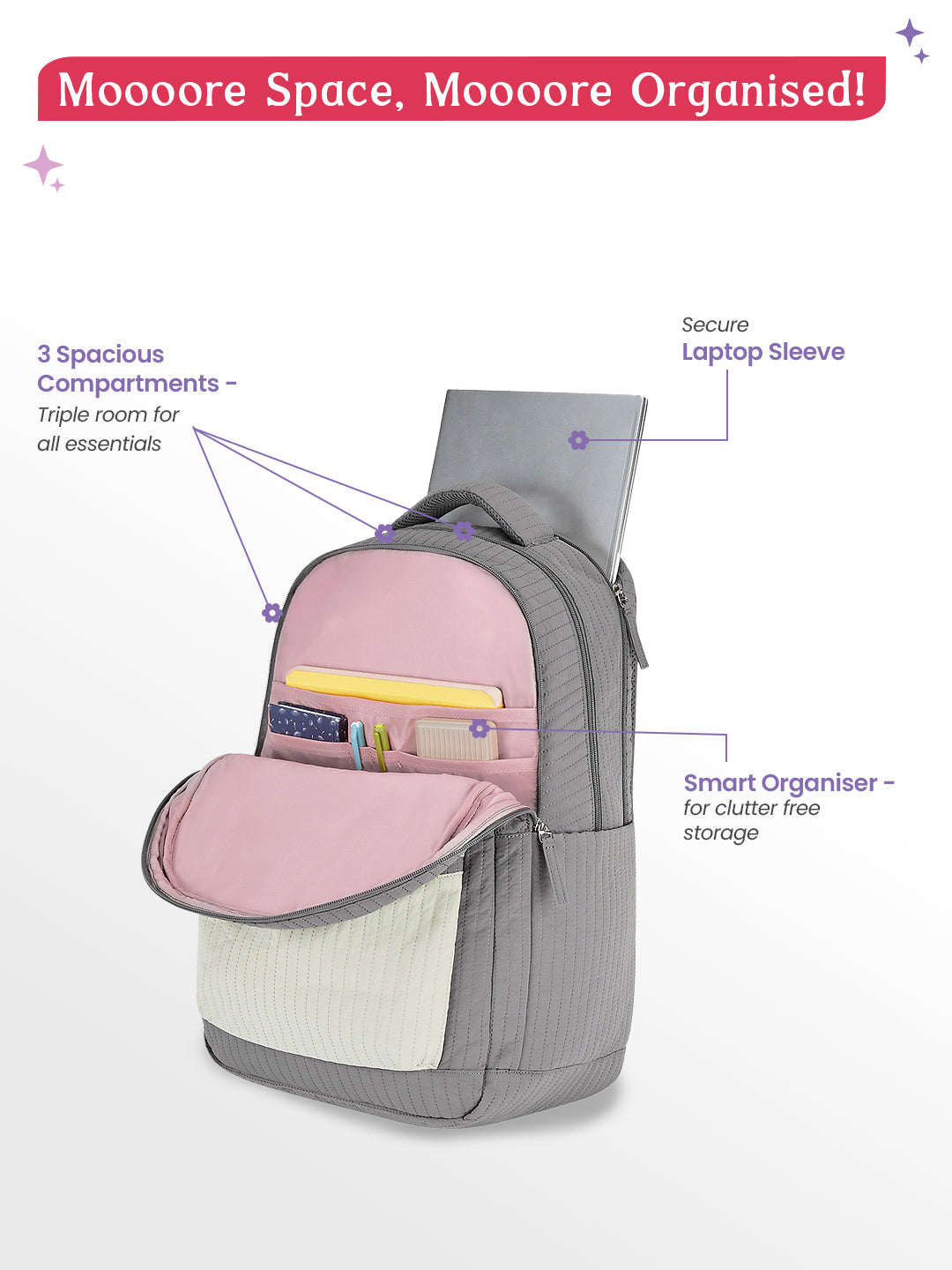 Snuggle 36L Laptop Backpack With Raincover - Grey