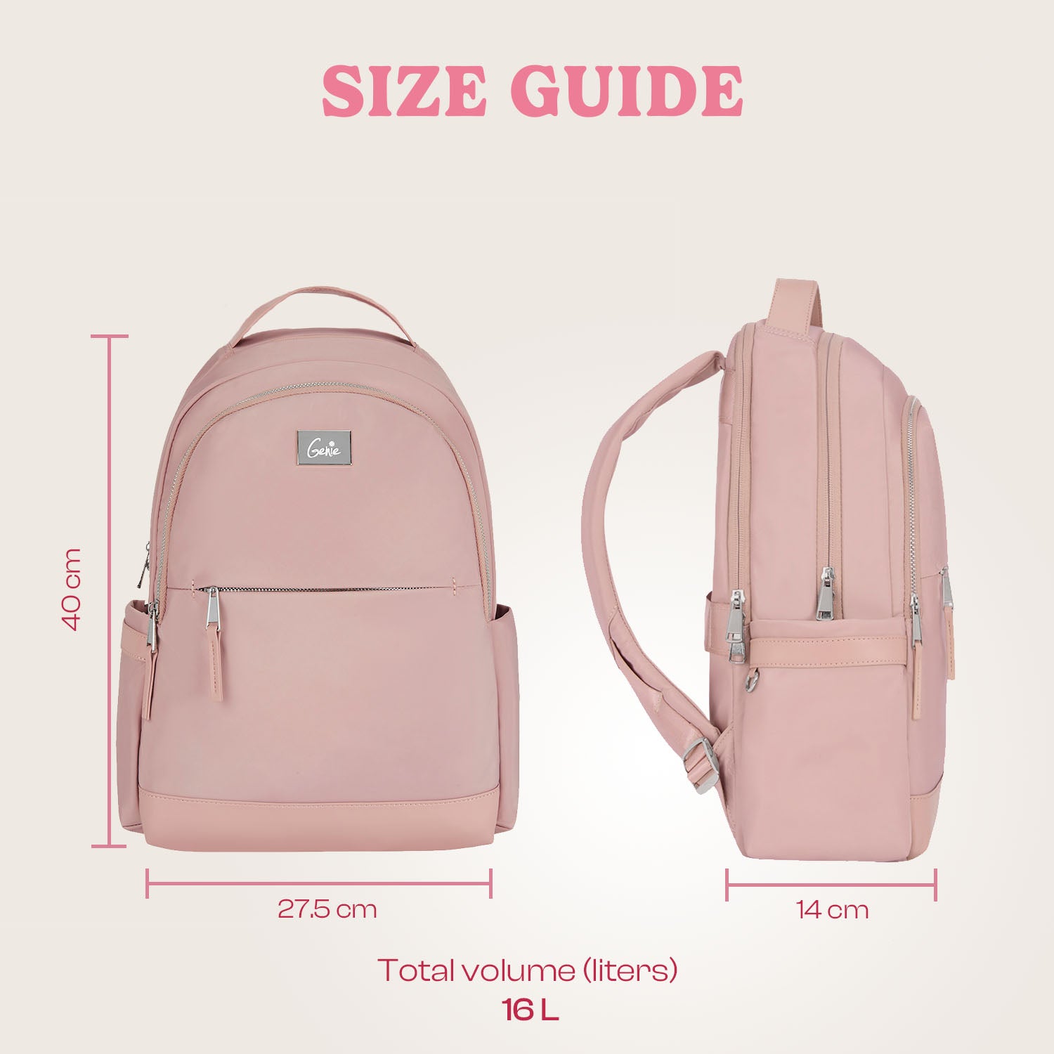 Tuscany 15L Pink College Backpack With Laptop Sleeve