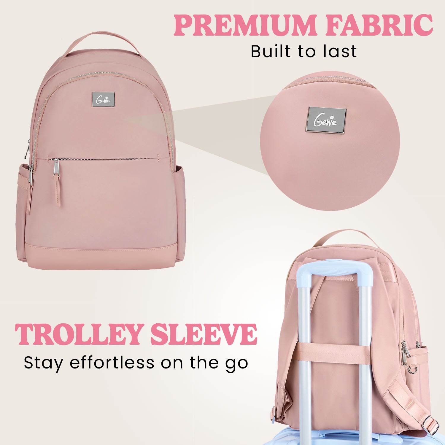 Tuscany 15L Pink College Backpack With Laptop Sleeve