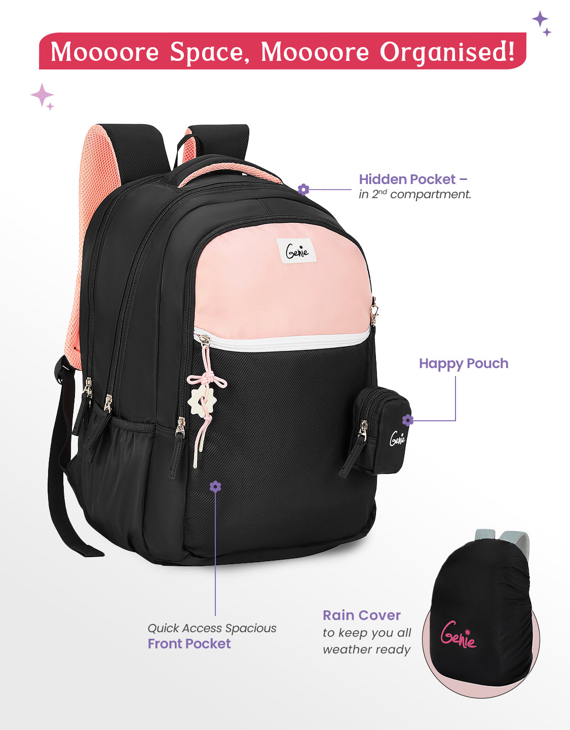backpack with hidden laptop compartment Buy Genie Twist 40L Black Laptop Backpack Online