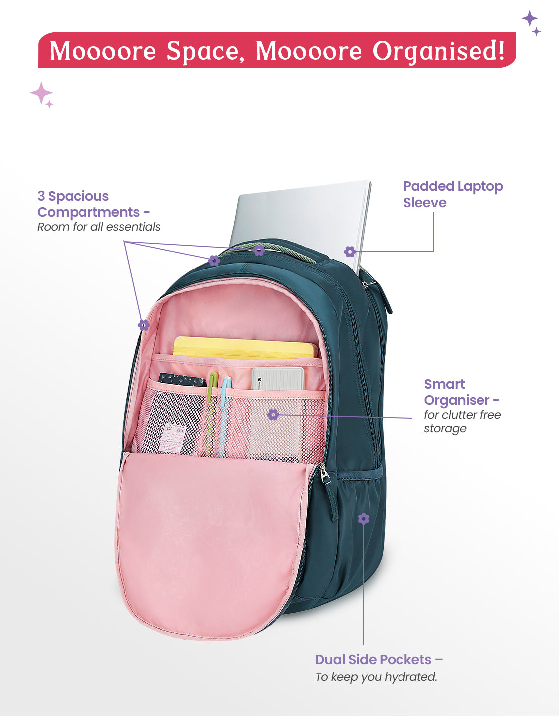 Twist 40L Laptop Backpack With Raincover - Dark Green