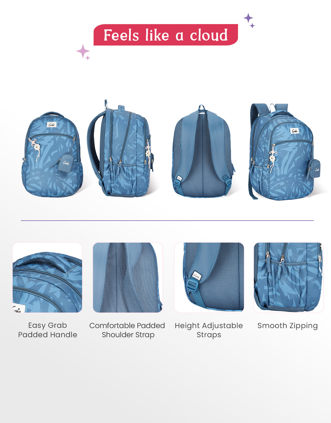 Velora 40L Laptop Backpack With Raincover - Steel Blue