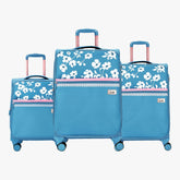 Genie Paramour Set of 3 Blue Trolley Bags With Dual Wheels & Fixed Combination Lock