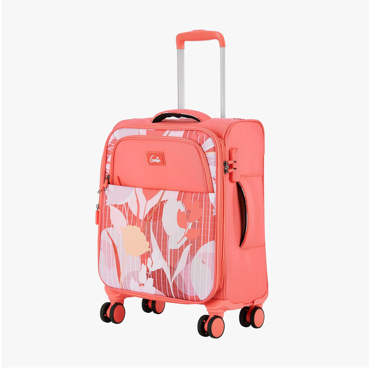 Genie Poppy Set of 3 Pink Trolley Bags With Dual Wheels & Fixed Combination Lock
