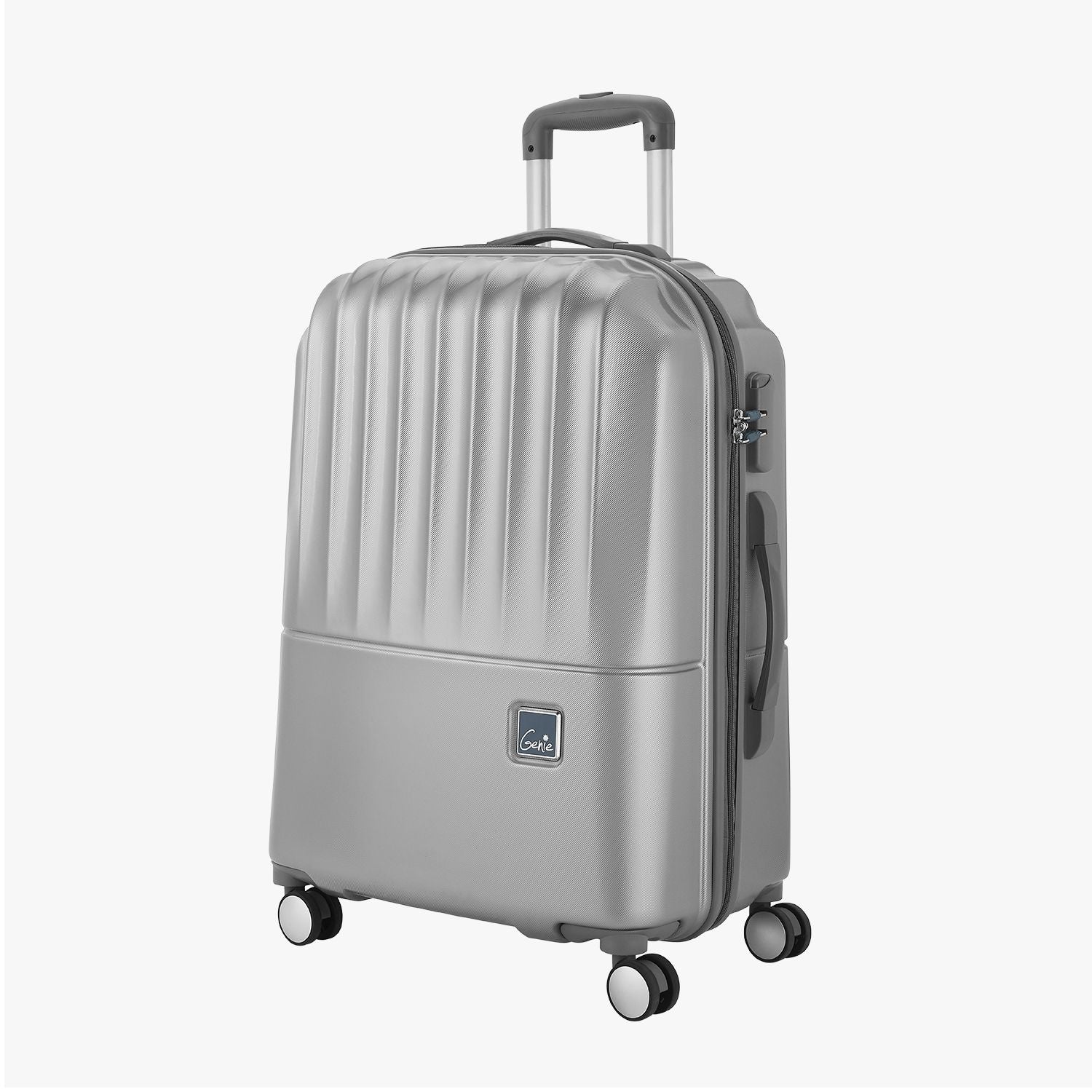 Genie Palm Silver Trolley Bag With Dual Wheels & Fixed Combination Lock