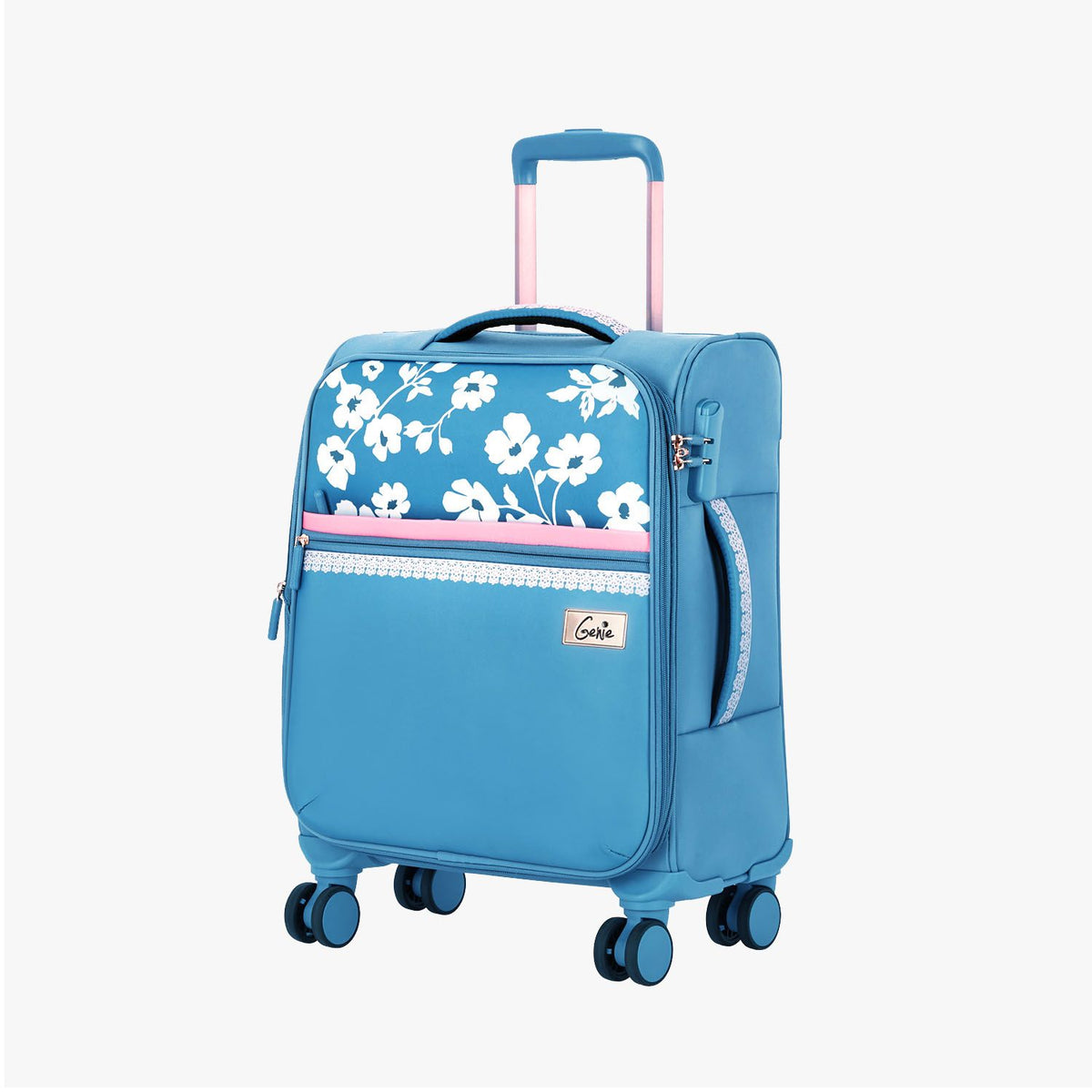 Genie Paramour Set of 3 Blue Trolley Bags With Dual Wheels & Fixed Combination Lock