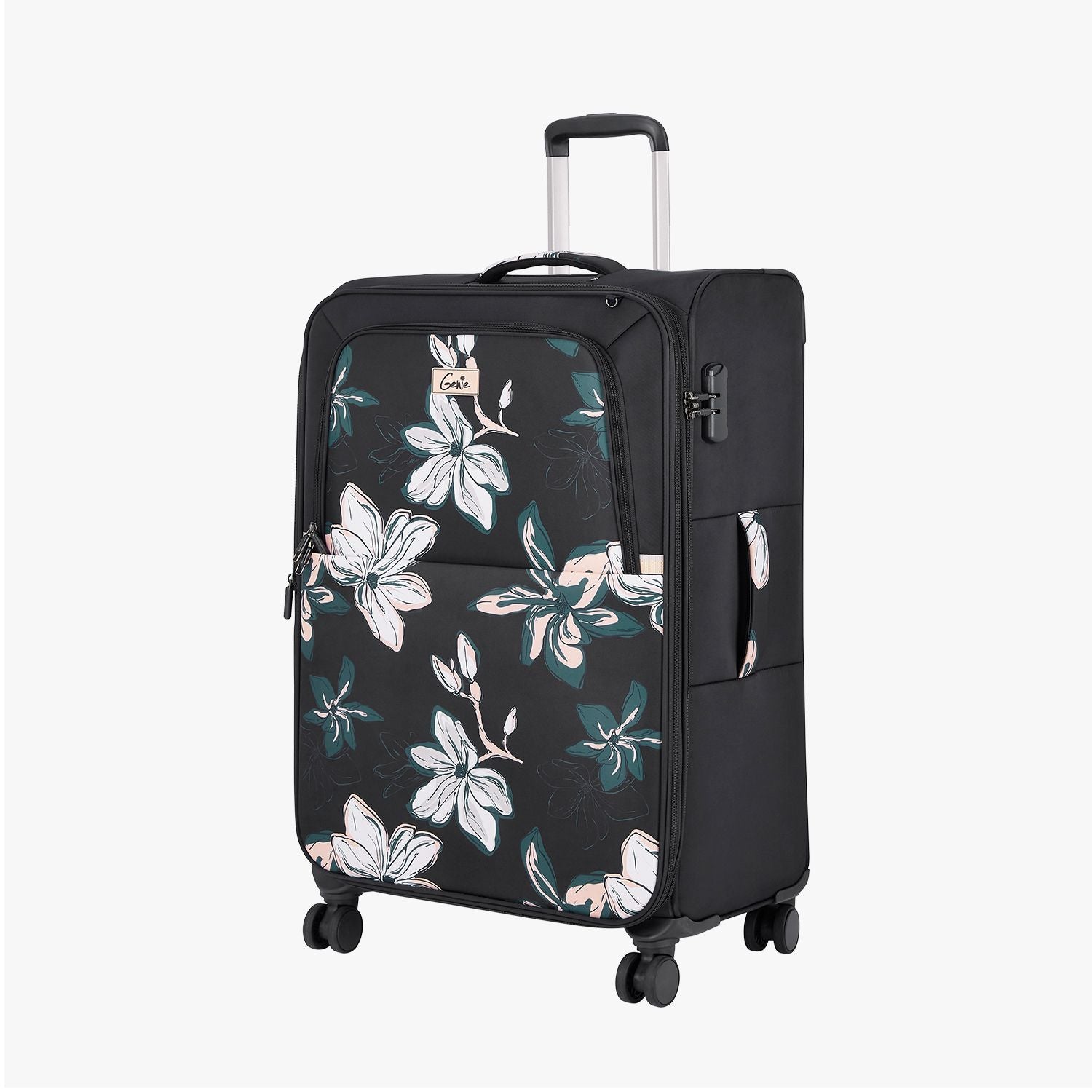 Genie Lily Black Trolley Bag With Dual Wheels & Fixed Combination Lock