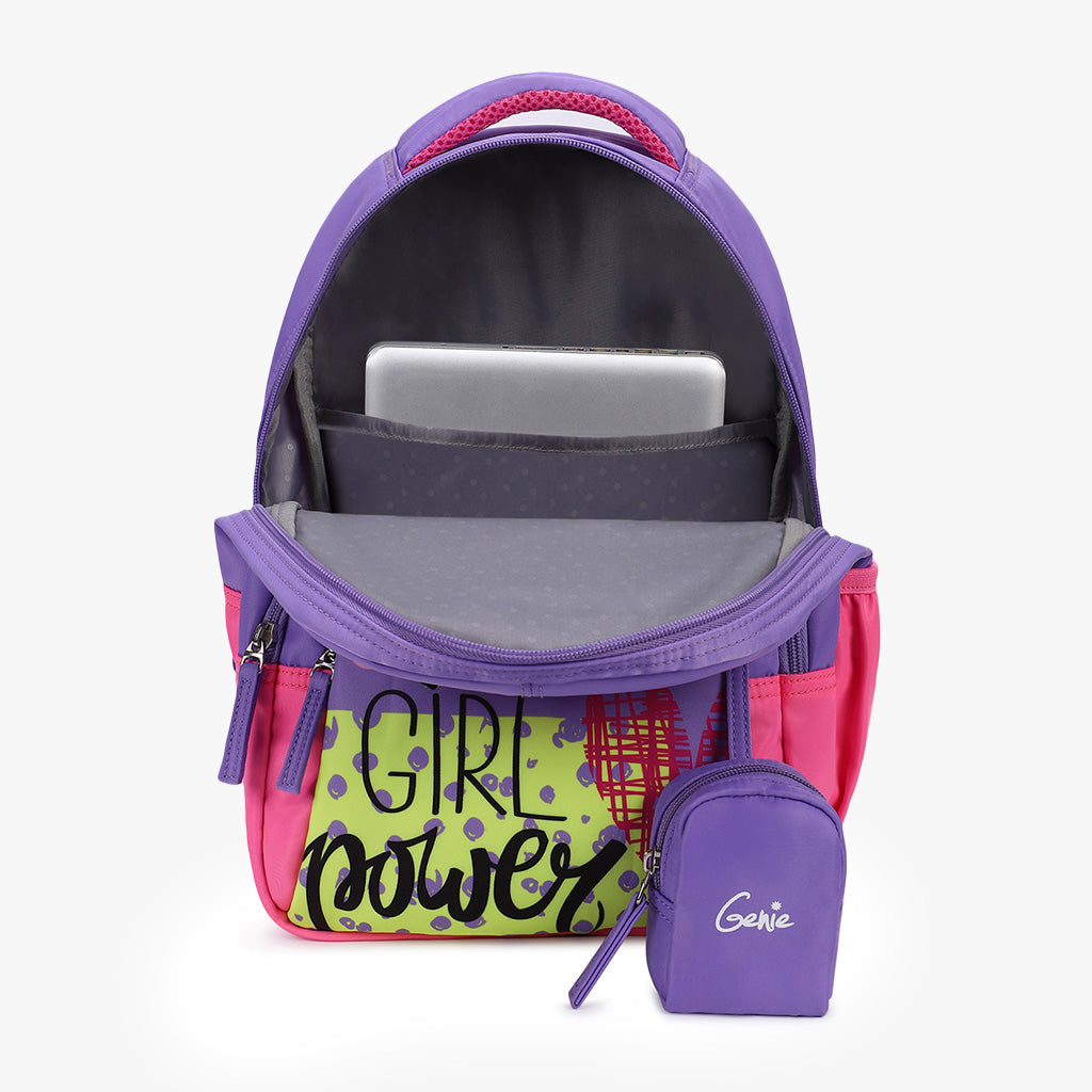 Genie Amore 20L Purple Kids Backpack With Comfortable Padding
