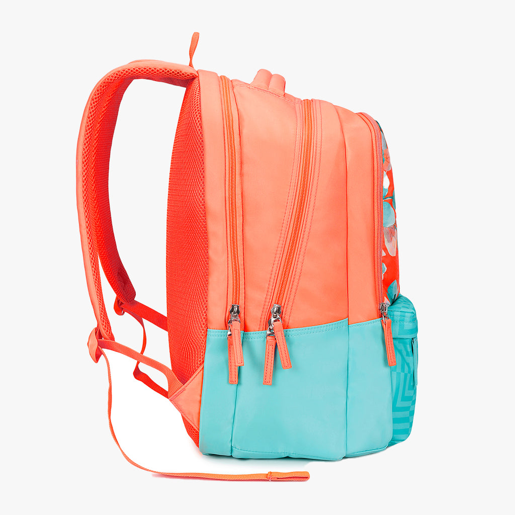 Daisy Laptop and Raincover Backpack - Coral