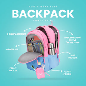 Daisy Laptop and Raincover Backpack - Pink
