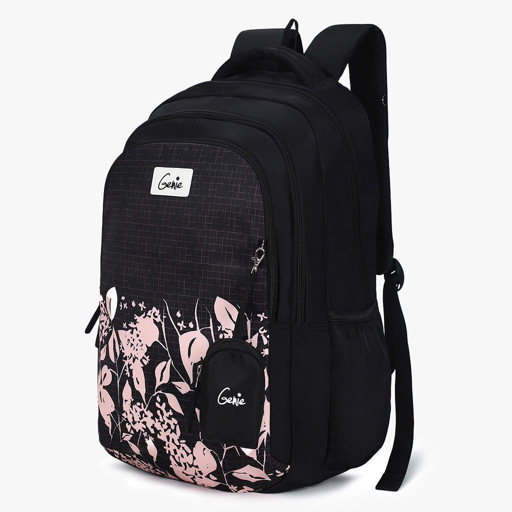 Genie Elena 36L Black School Backpack With Premium Fabric