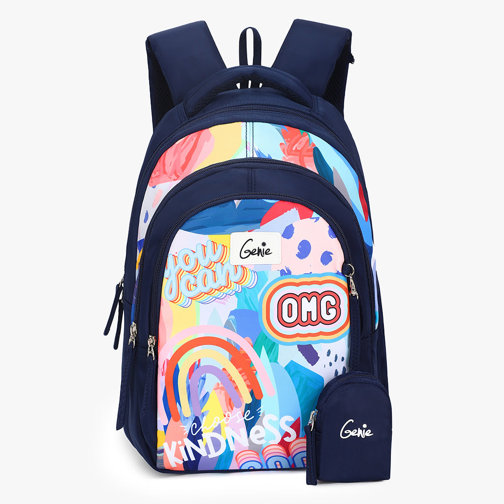 Genie Jane 20L Navy Blue Kids Backpack With Comfortable Padding