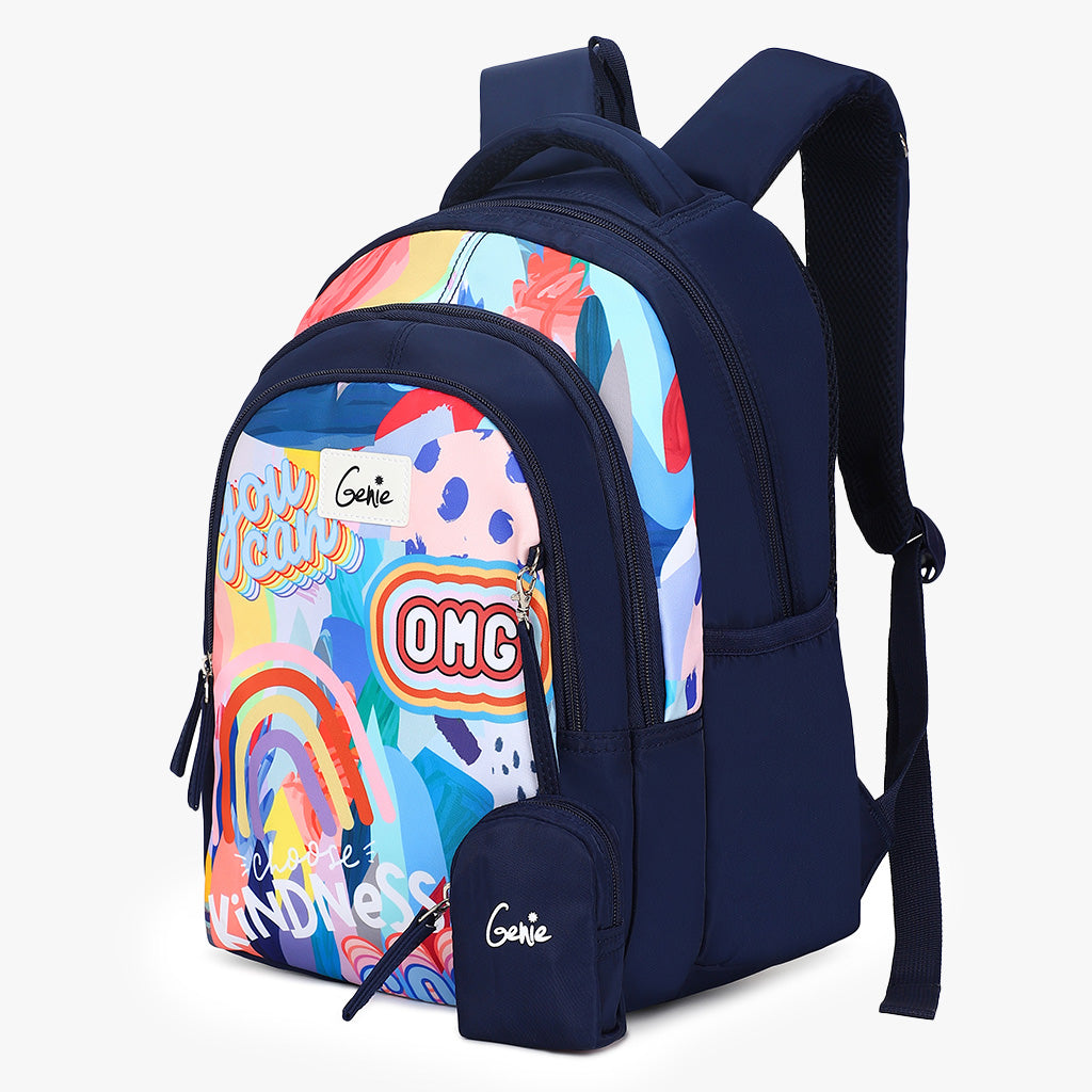 Genie Jane 20L Navy Blue Kids Backpack With Comfortable Padding
