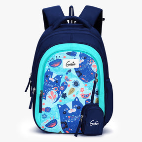 Genie Kitty 20L Navy Blue Kids Backpack With Comfortable Padding