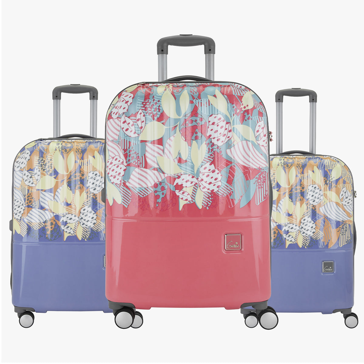 Genie Sprout Set of 3 Lavender & Pink Trolley Bags With Dual Wheels