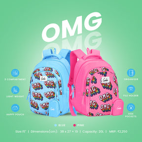 Genie OMG 20L Pink Kids Backpack With Comfortable Padding