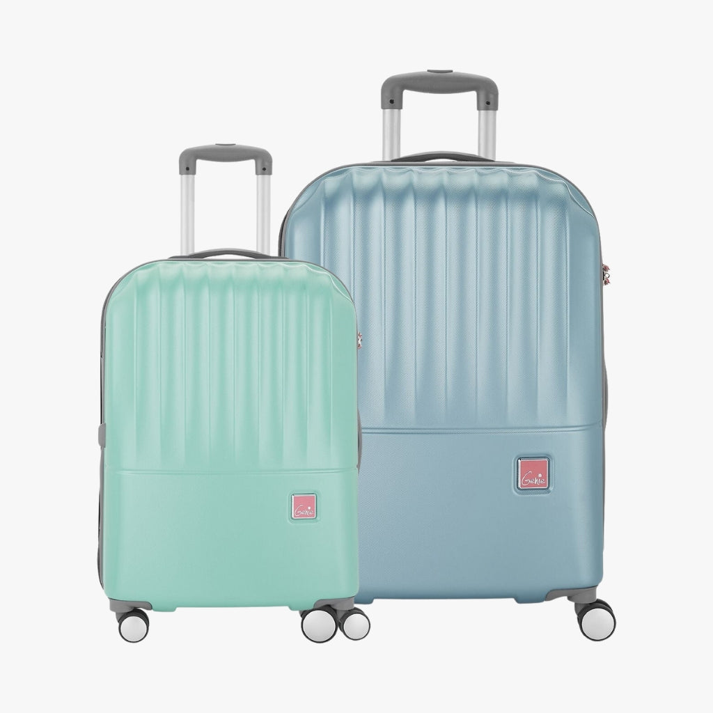 Genie Palm Set of 2 Spearmint, Blue & Grey Trolley Bags With Dual Wheels