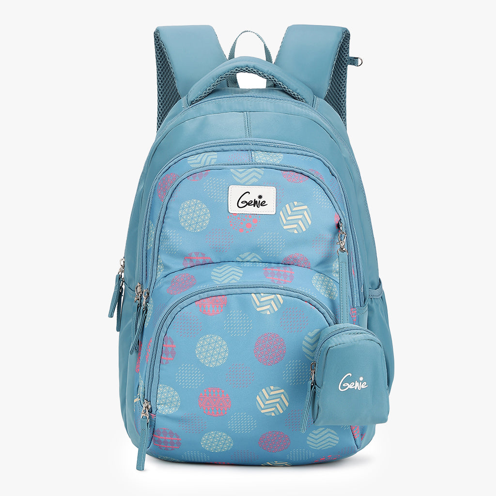 Genie Polkapolka 27L Blue Juniors Backpack With Spacious Compartment