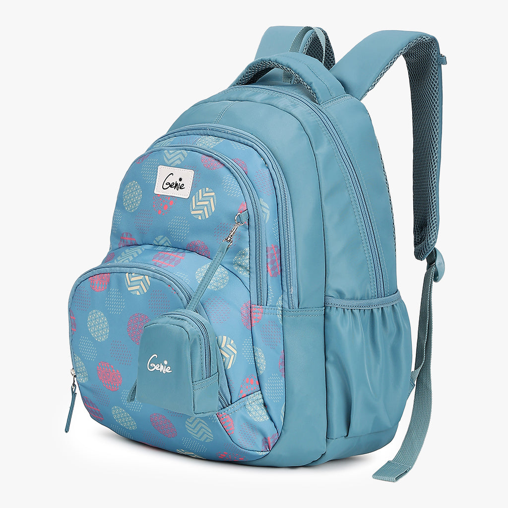 Genie Polkapolka 27L Blue Juniors Backpack With Spacious Compartment