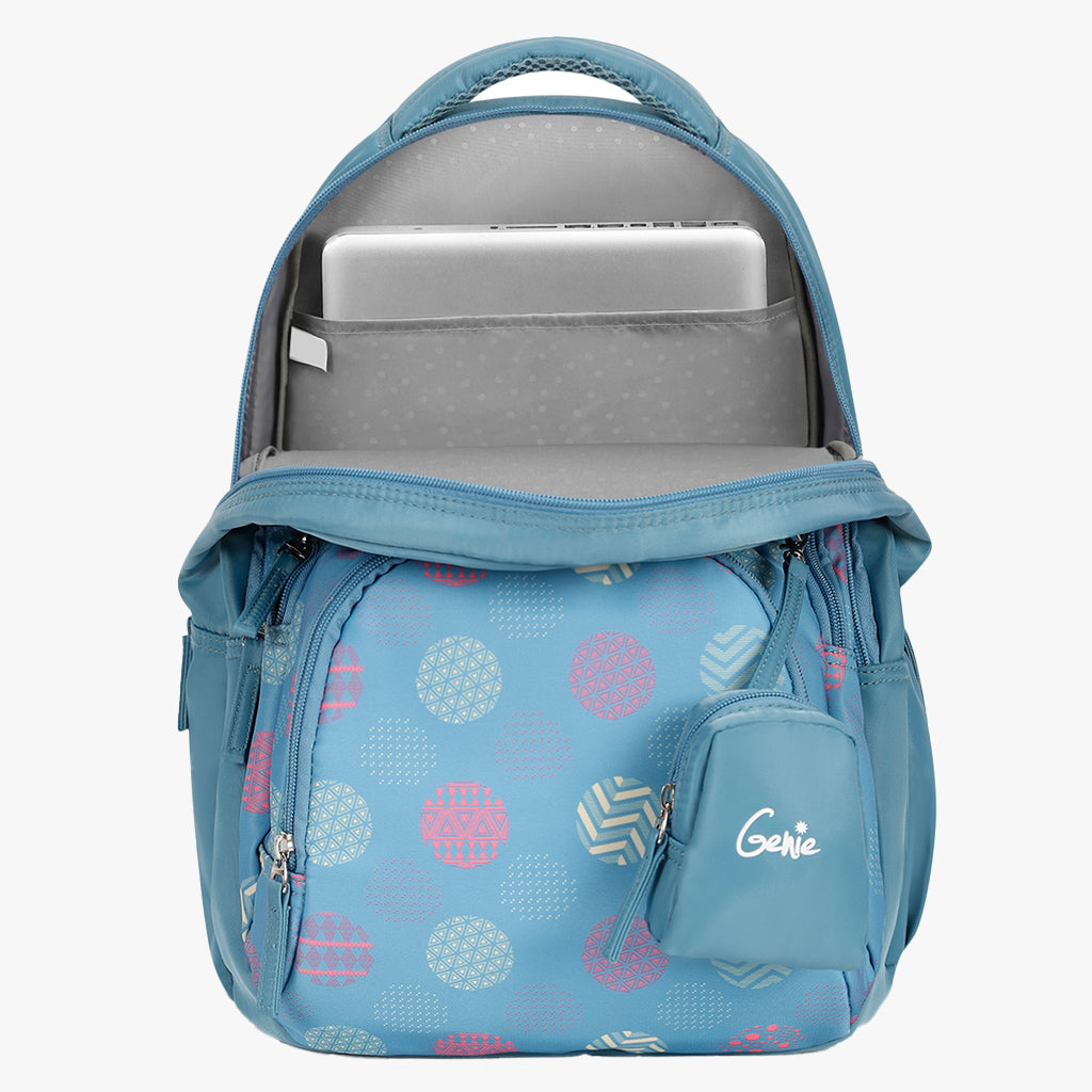 Genie Polkapolka 27L Blue Juniors Backpack With Spacious Compartment