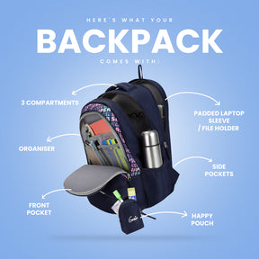 Sass Laptop and Raincover Backpack - Navy